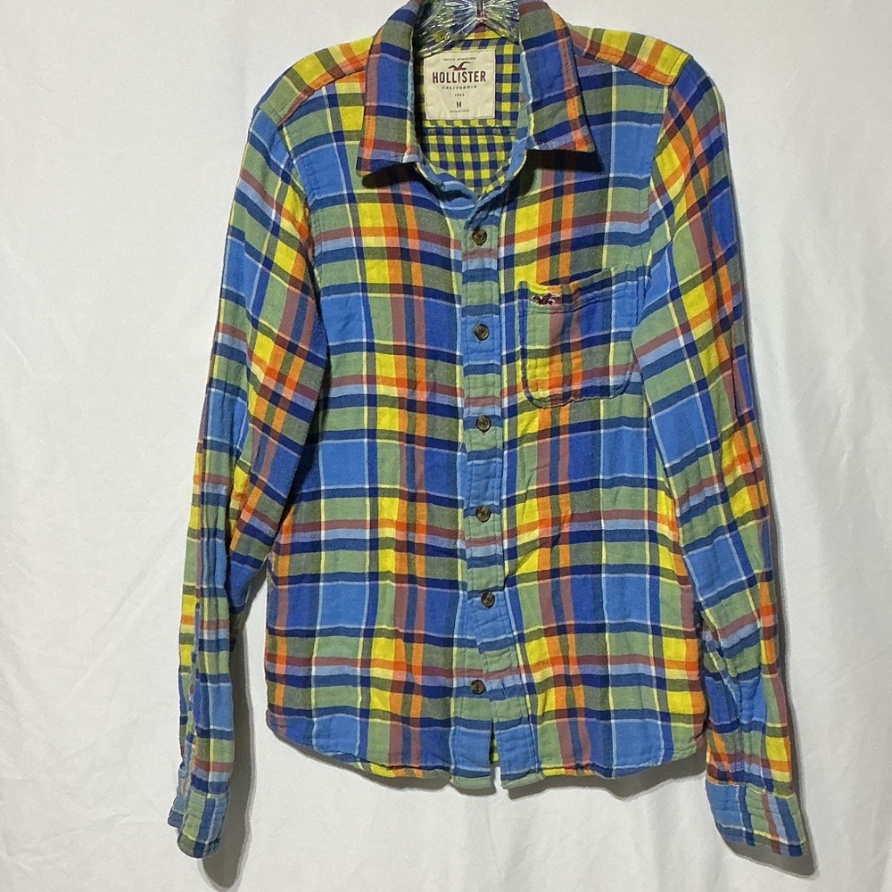 Hollister Men’s Multicolored Plaid Flannel Long Sleeve Shirt Size M
